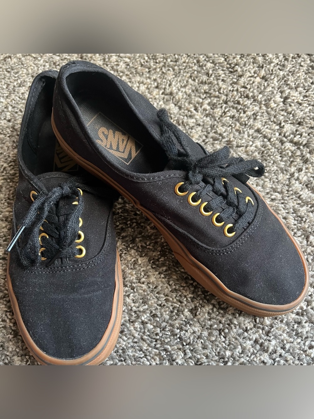 Vans Authentic Low Top Sneakers - Black with Gum Sole